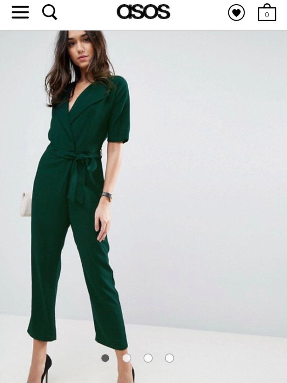 ASOS Deep Green Wrap Tie Jumpsuit